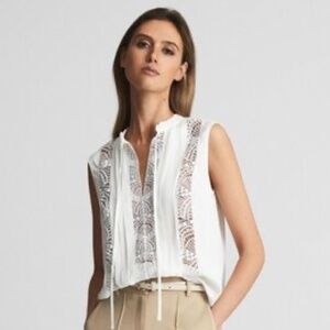Reiss Tank embroidered lace blouse